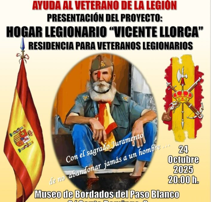 El «Hogar Legionario Vicente Llorca» será presentado este viernes en el Museo de Bordados del Paso Blanco